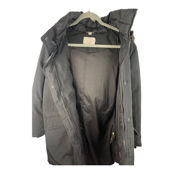 Soia & Kyo Parka Jacket Hooded with Coyote Fur Trim Coat Black Size Medium - Picture 5 of 14